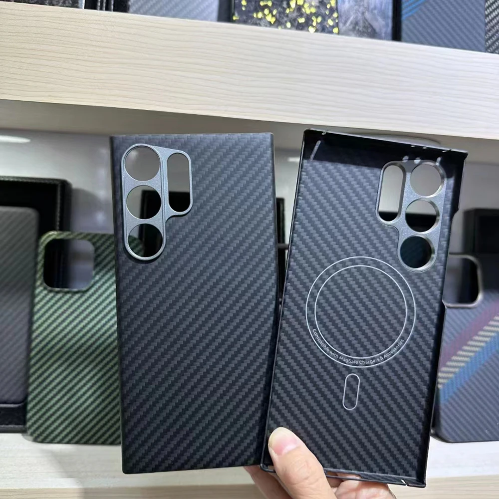 

Smhdmy роскошный Magsafe Магнитный настоящий цвет 1500D Арамид углеродное волокно для Samsung Galaxy S24 Ультра чехол для телефона защитный чехол