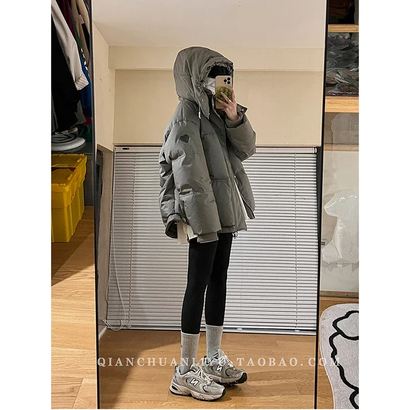 Autumn Winter Thicken Warm Down Cotton Jacket for Women 2024 New Fashion Long Sleeve Coats Chic Casual Zippers Hooded Parkas