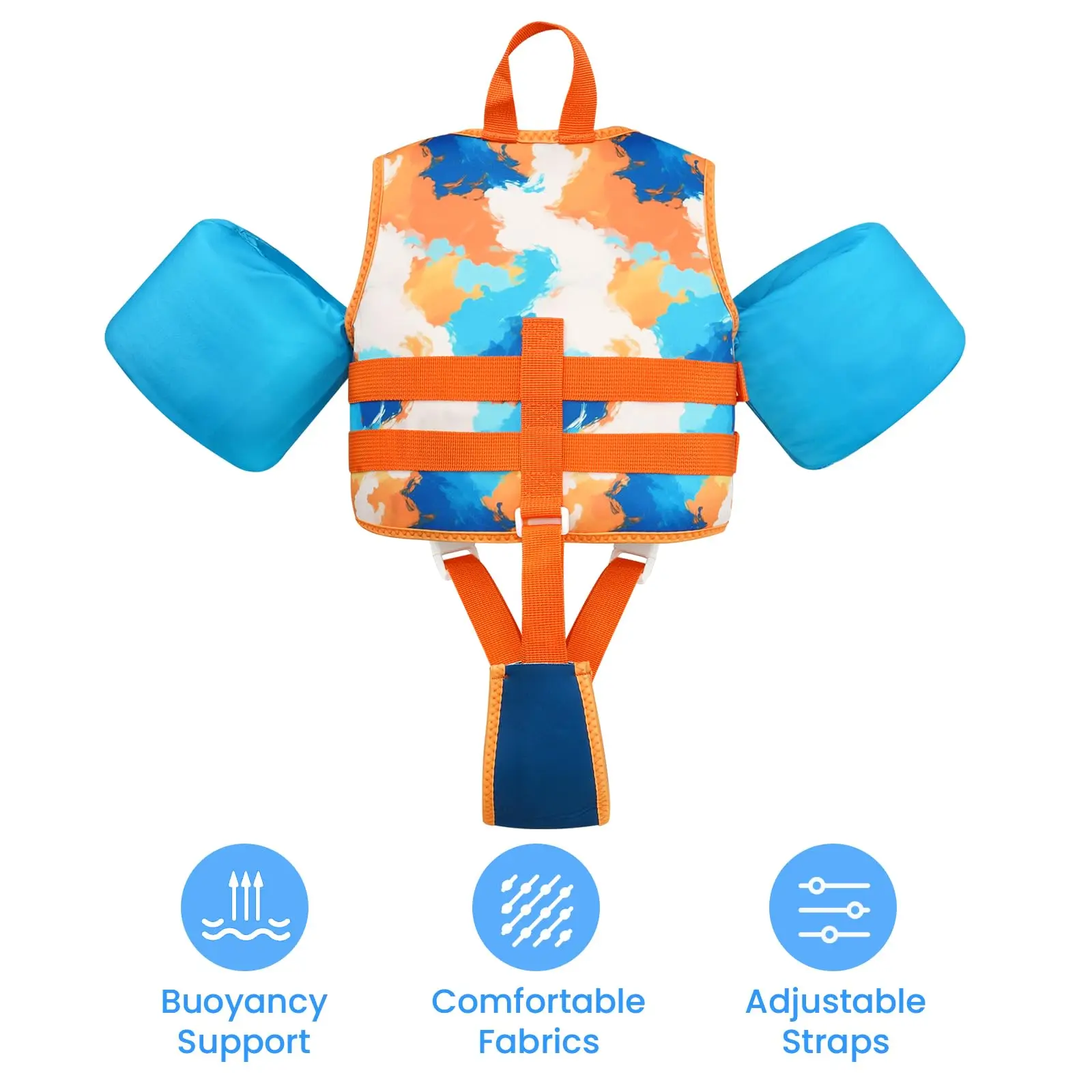 Toddler Floaties Swim Vest for Kids Swim Pool Float Jacket for Girls & Boys Toddler Swimwear with Removable Floats Safety Strap 4