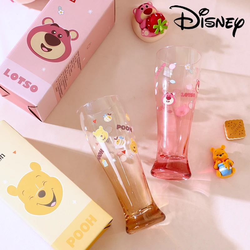 

Disney Lotso Winnie The Pooh Cyber Celebrity Kawaii Glass Cute Cold Drink Cup Small Waist Cup Juice Cup High-Value Beer Cup Gift