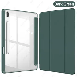 Transparent Shockproof Tablet Case with Pencil Holder and Auto Sleep/Wake功能 (Dark Green)
