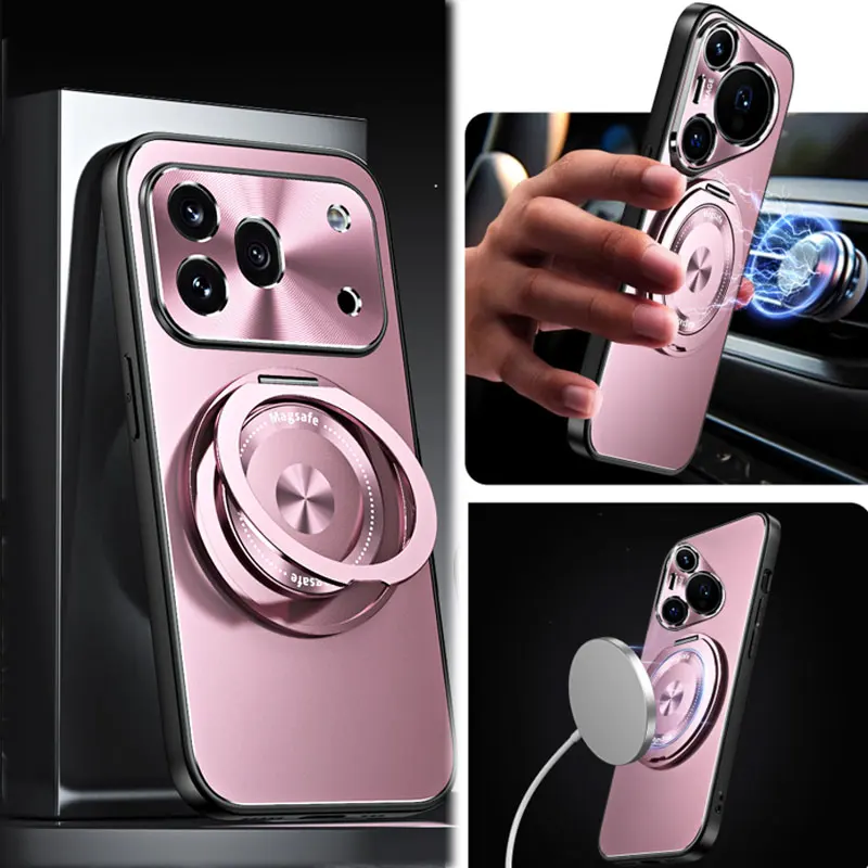 Magnetic Rotating Kickstand Phone Case with Hard Bumper