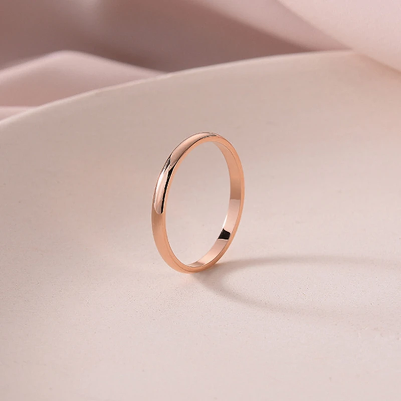 Wedding Rings Wedding Rings for Women Titanium Steel Black Gold-color Korean Kid Jewelry Men Simple Fashion Classic Tail Single Ring Gift 2mm