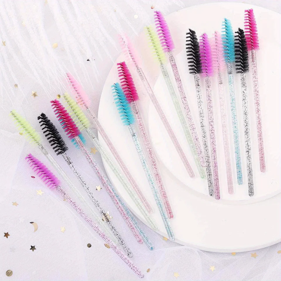 VEGCOO 200 Einweg-Wimpernbürsten – 2 Farben (Blau & Pink), 10cm Lang, Für Make-up & Wimpernpflege
