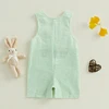 Infant Baby Girls Boys Easter Rompers Striped Bunny Truck Carrot Embroidery Crew Neck Sleeveless SpringJumpsuit Bunny Overalls 4
