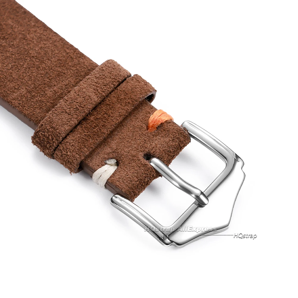 Elegant Suede Leather Watch Strap with Metal Pin Buckle - Timeless Design