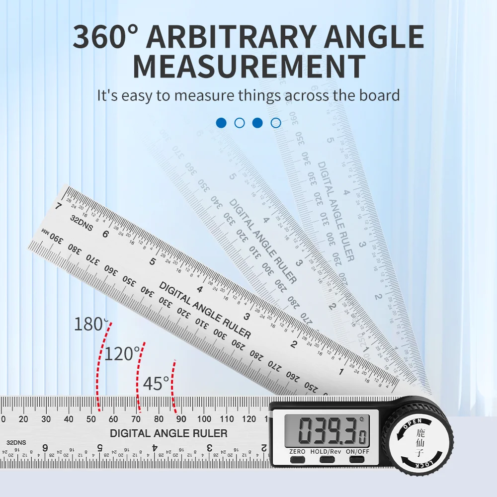 LUXIANZI Stainless Steel Digital Protractor Angle Gauge Ruler 200mm 300mm 500mm Carpenter Measurement Tool Electronic Goniometer 5