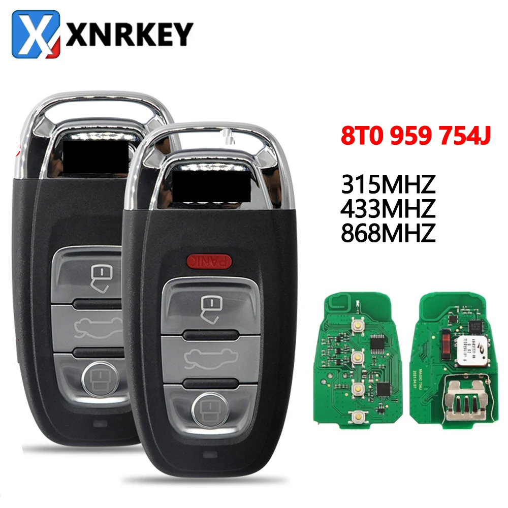 XNRKEY 3/4 Button Car Smart Remote Key PCF7945 Chip 315/433/868Mhz FCC 8T0959754J for Audi A4 S4 RS4 A5 S5 RS5 Q5 A7 A8 |
