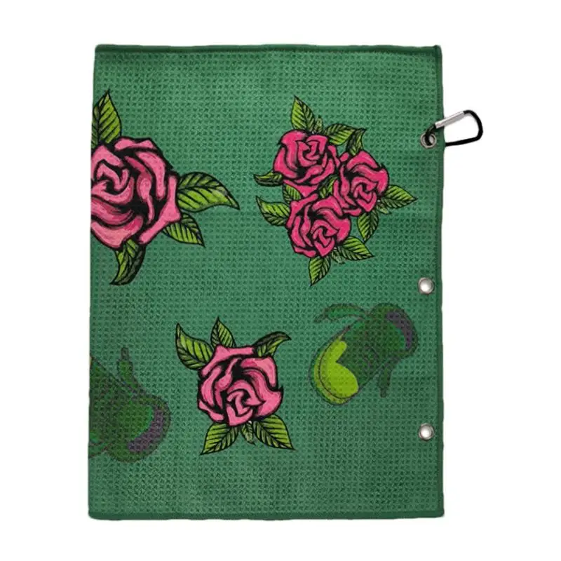 

Полотенца для гольфа, сумки для гольфа, средство для очистки гольф-клубов, 60x4 0 см, портативное устройство с карабином и принтом розы