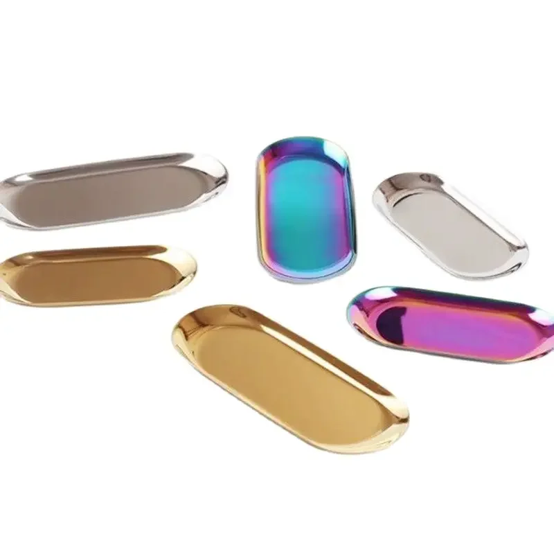 Nordic Ins Gold Oval Jewelry Tray Plate European Style Metal Desktop Storage Dish storage tray jewelry storage tray
