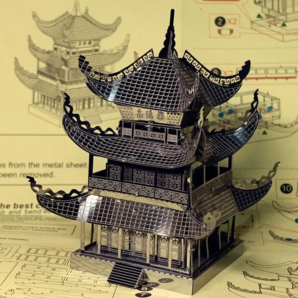 

Yueyang башня 3D металлические головоломки модели наборы DIY Лазерная вырезка головоломки игрушки для детей P0J9