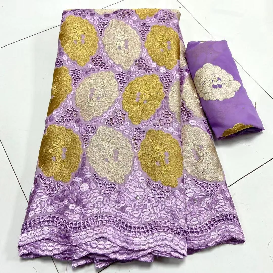 

100% Cotton Jacquard Swiss Voile Tissu Lace Fabrics Match Hajia Scarfs 7Yards Embroidery in Switzerland Sewing For Women Clothes