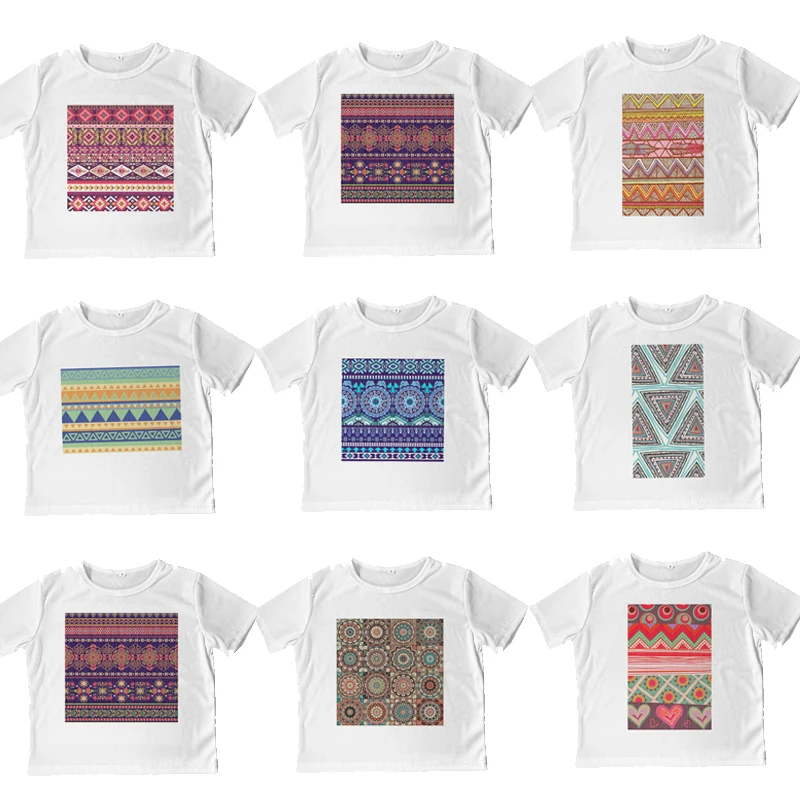 

Women's T-shirt Casual Bohemia Style Graphic Crop Top Y2K Vintage White Lady Short Sleeve Sexy Summer Streetwear Clothes T Shirt