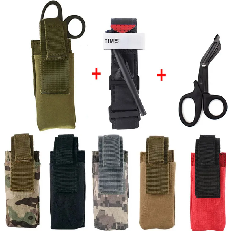 

Tactical MOLLE Tourniquet Pouch Holder Trauma Shears EMT Storage Bag EDC Belt Pouch Flashlight Holster Medical Scissor Emergency
