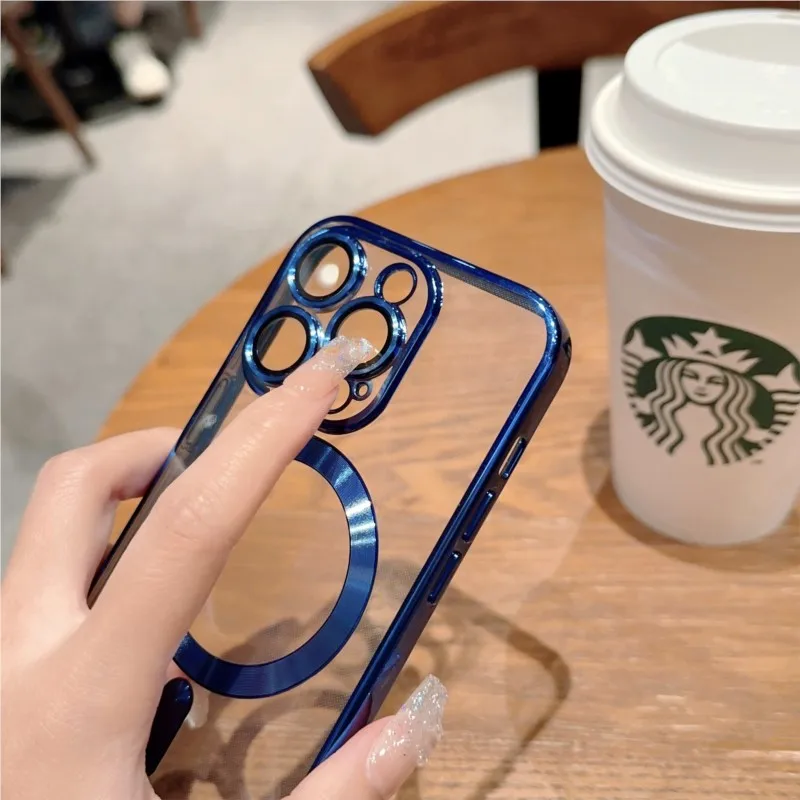 Magnetic Plated Phone Case with Wireless Charging and Lens Protection