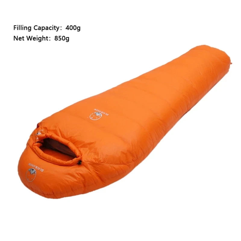Black Snow Camping Goose Down Sleeping Bag Warm Down Filled Adult Mummy Style Sleep Bag 4 Seasons Camping Travel Sleeping Bag 2