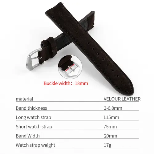 Soft Suede Leather Watch Strap 16mm 18mm 19mm 20mm 22mm Handmade Coffee Watchband Replacement Wristband Pin Buckle for Watch - Image 5