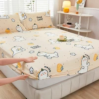 Cartoon Style Fitted Sheet Pure Cotton Bed Sheets Adults Kids Room Mattress Cover Printed Bed Linen 매트리스커버 (No Pillowcase) 1