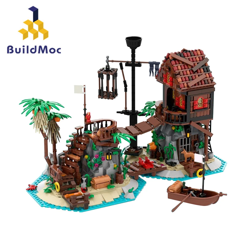 

Buildmoc Forbiddened Pirate Cabin Island Ideas MOC Set Building Blocks Kits Toys for Children Kids Gifts Toy 1448PCS Bricks
