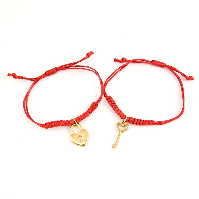 Key Heart Lock Amulet Bracelet For Women Men Lovers Hearts Charm Stainless  Steel Jewelry Red String Rope Bracelet Gift - Bracelets - AliExpress