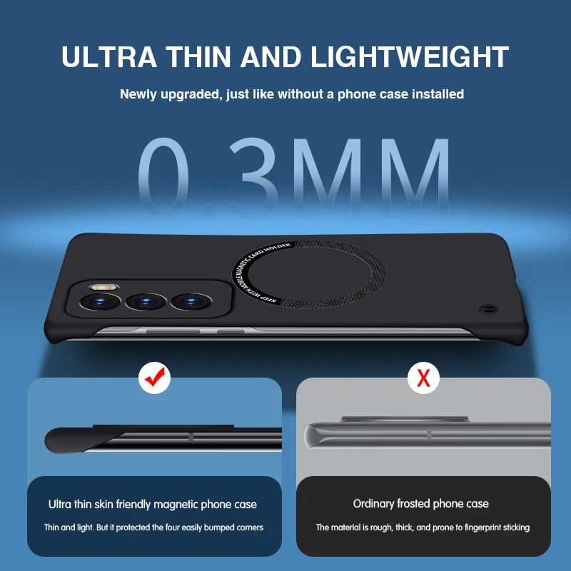 Luxurious Magnetic Frameless Thin Phone Case with Hard PC Candy Color Back Cover