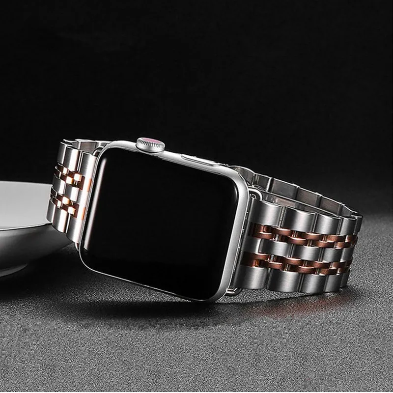 

Ремешок из нержавеющей стали для Apple watch band 44 мм 40 мм 42 мм 38 мм, роскошный металлический браслет для наручных часов iwatch Series 3 4 5 se 6