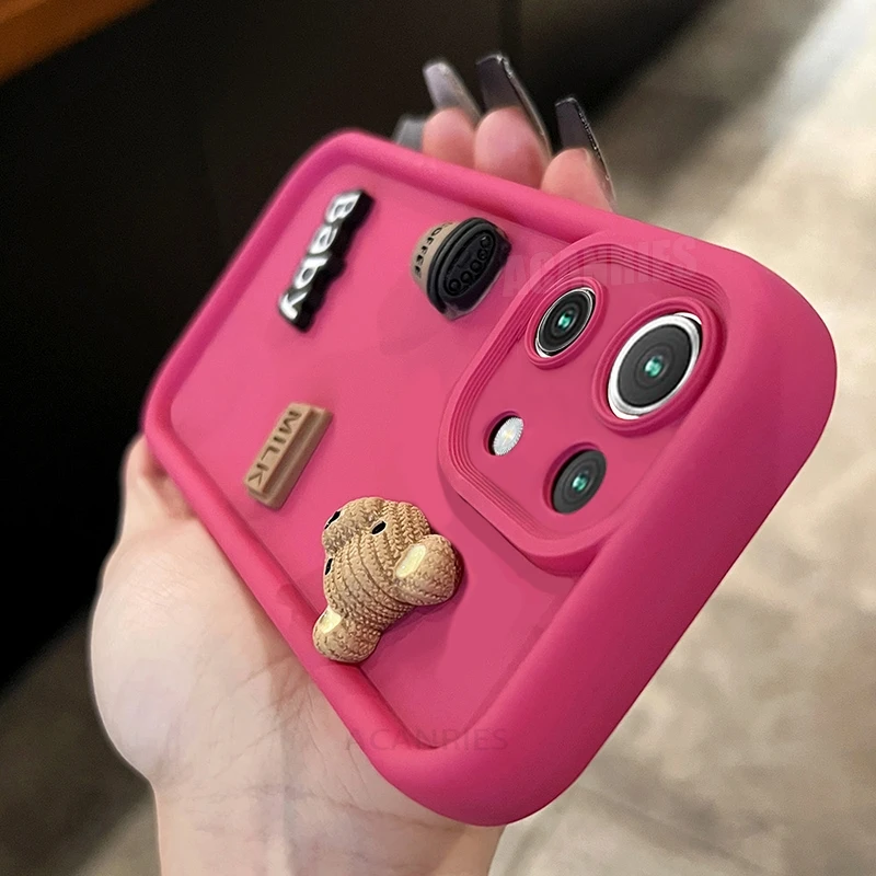 Cute 3D Bear Coffee Cartoon Silicone Phone Case - Soft Matte Cover