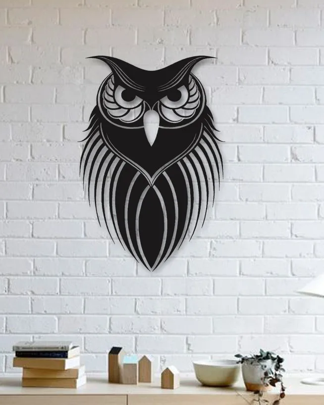 

Owl Designed Wall Decorative Metal Wall Art Black Wall Décor,Living Room, Bedroom, Kitchen, bathroom Interior Decoration, Wall