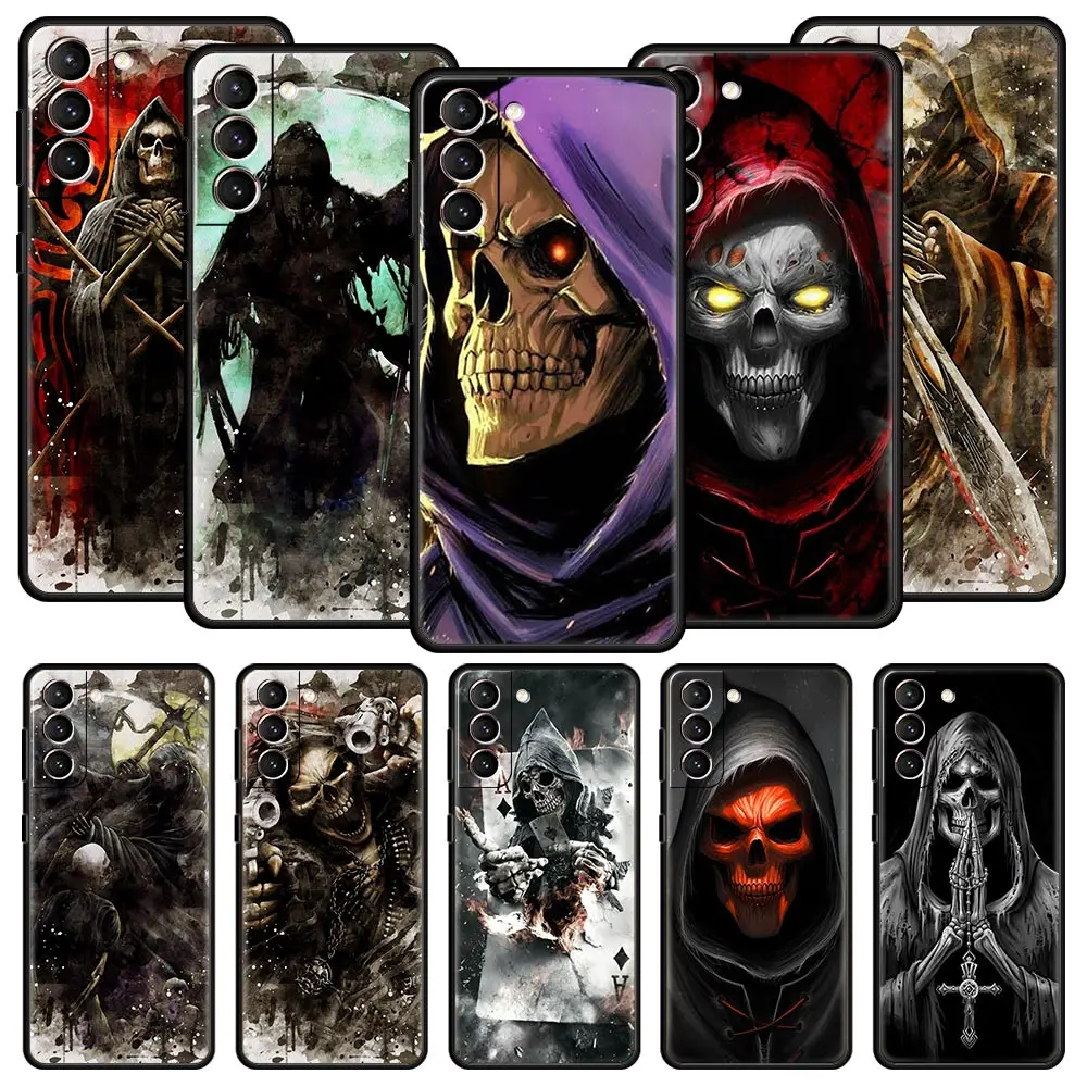 Silicone Phone Case with Grim Reaper Skull Skeleton Design
