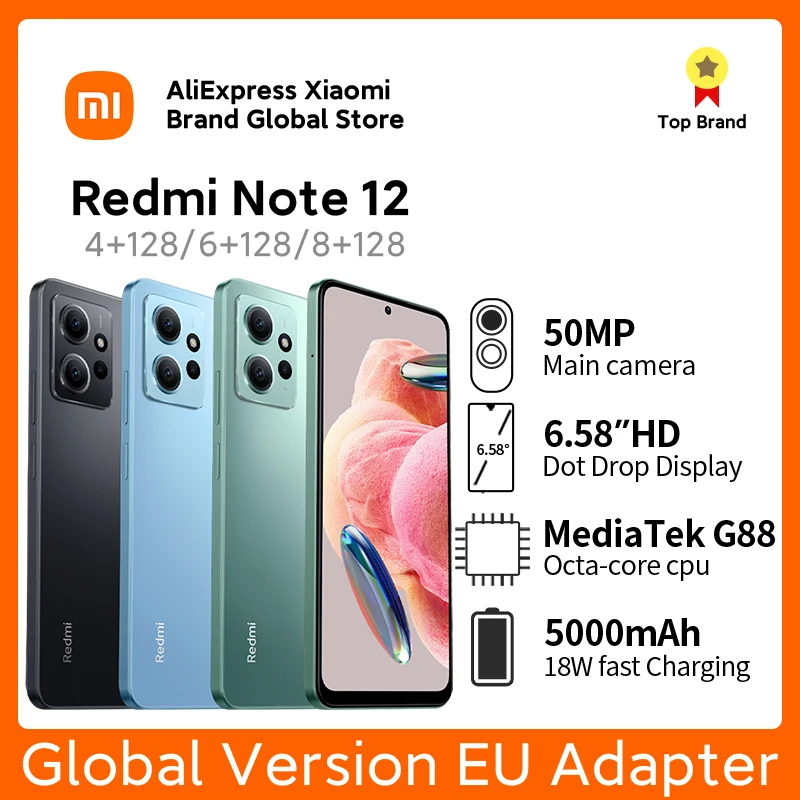 

Смартфон Xiaomi Redmi Note 12, 6 ГБ/8 ГБ, 128 ГБ, 33 Вт, с зарядкой, Snapdragon 685, 120 Гц, AMOLED, камера 50 МП, сотовый телефон
