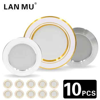 매립형 원형 패널 조명, 차가운 따뜻한 흰색 LED 스포트라이트, 천장 조명, 5W, 9W, 12W, 15W, 18W, 220V, 10 개/로트