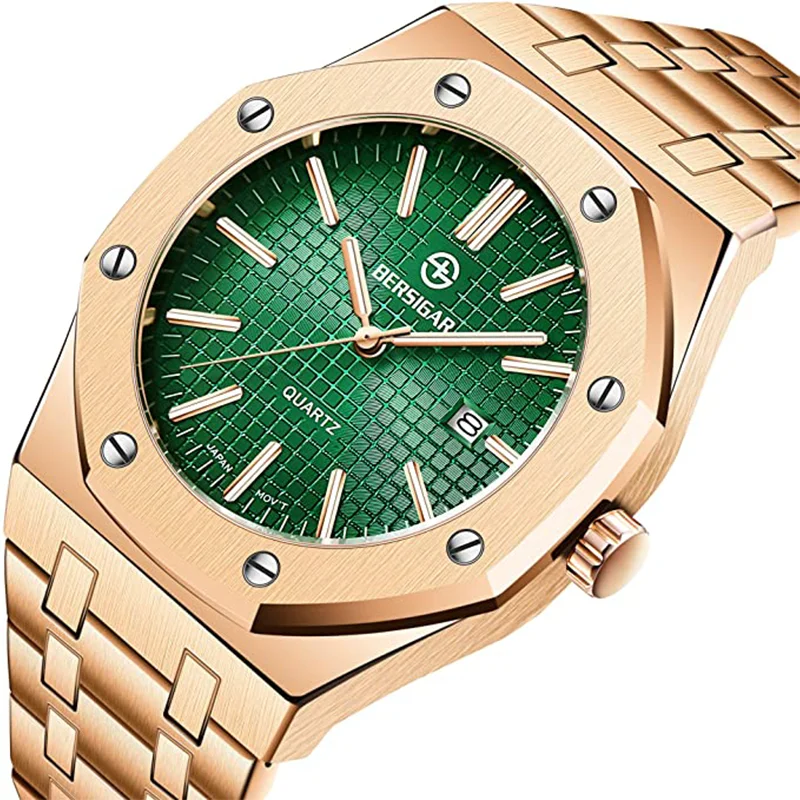 

BERSIGAR-reloj deportivo de acero inoxidable para hombre, cronógrafo de pulsera, de lujo, a la moda, resistente al agua