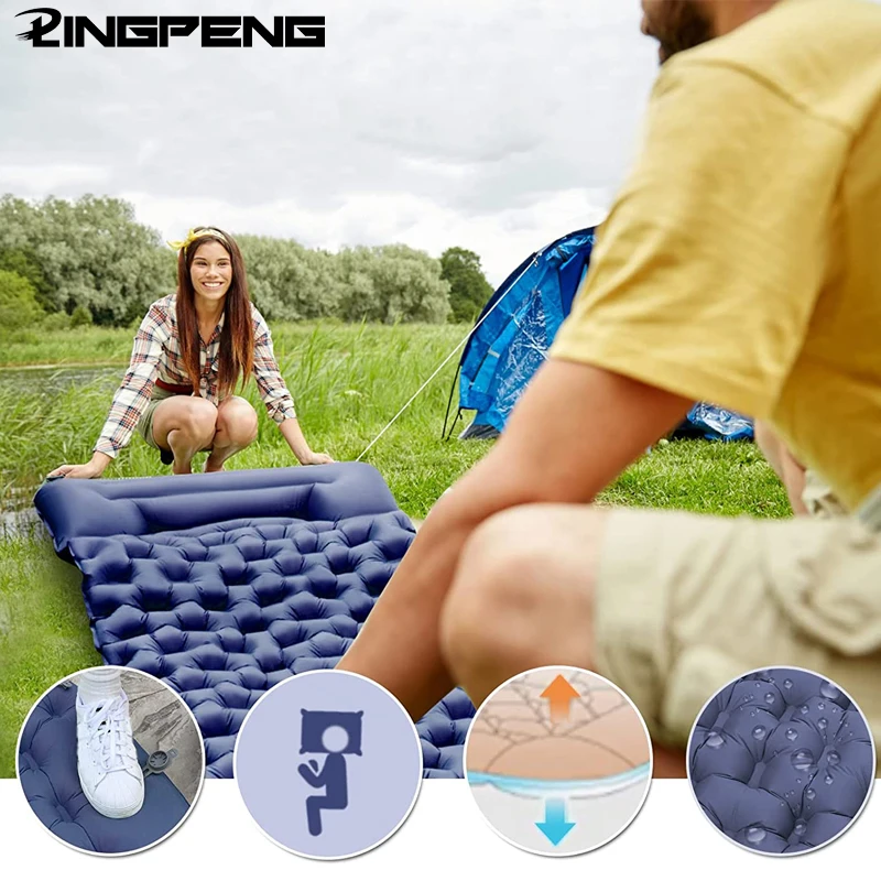 

Camping Inflatable Sleeping Pad Camping Pad Suitable for Hiking Tent With Storage Bag Quick Inflate Lightweight