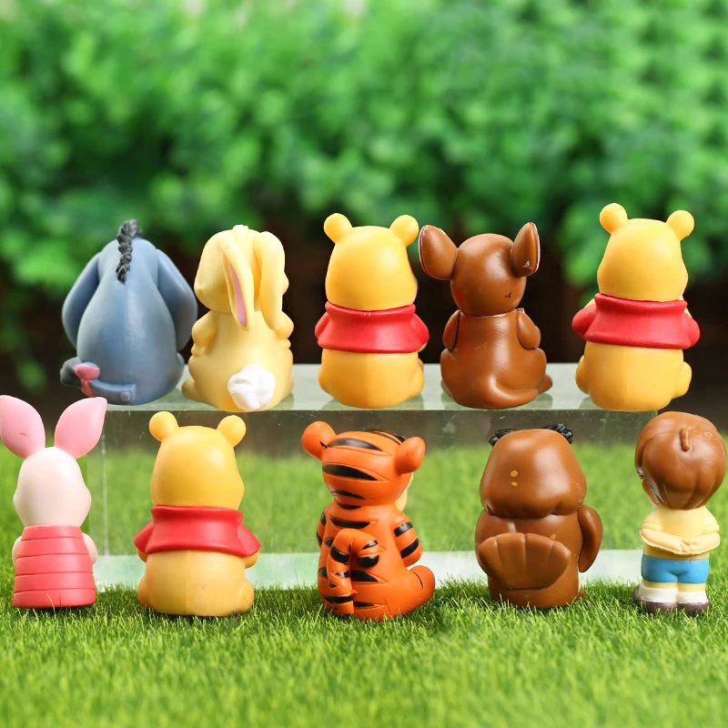 Disney-Winnie The Pooh Anime Action Figures, Leitão, Tigrão, Bisonho, Coelho, Coruja, Model Toy, Cartoon Collection Doll Set for Kids, 10 peças