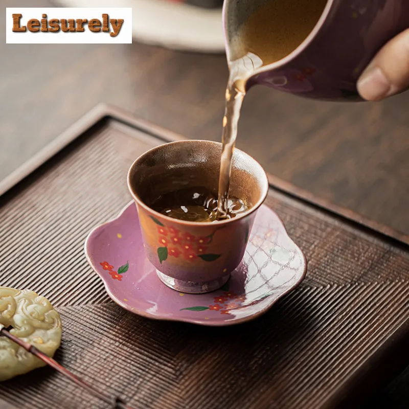 2pc/lot Hand Drawn Small Flower Purple Coasters Boutique Cup Mat For Coffee Cups Saucer Anti-scald Placemats Cup Holder Teaware