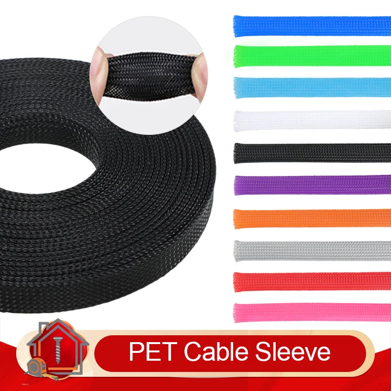 High-Density Nylon Mesh Expandable Braided Sleeving - 12 Vibrant Colors, 10/50m Length, 2mm-25mm Diameter