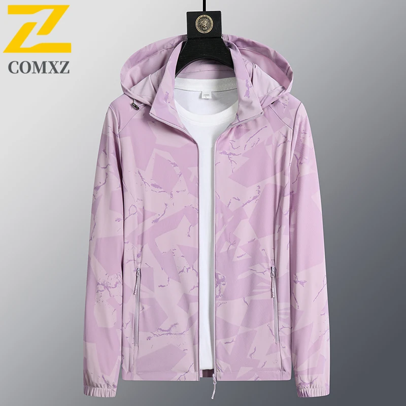 COMXZ Windbreaker  Men's viscose filament Jacket Waterproof Windproof Hooded Outdoor Coat for Hiking Camping Fishing Trekking