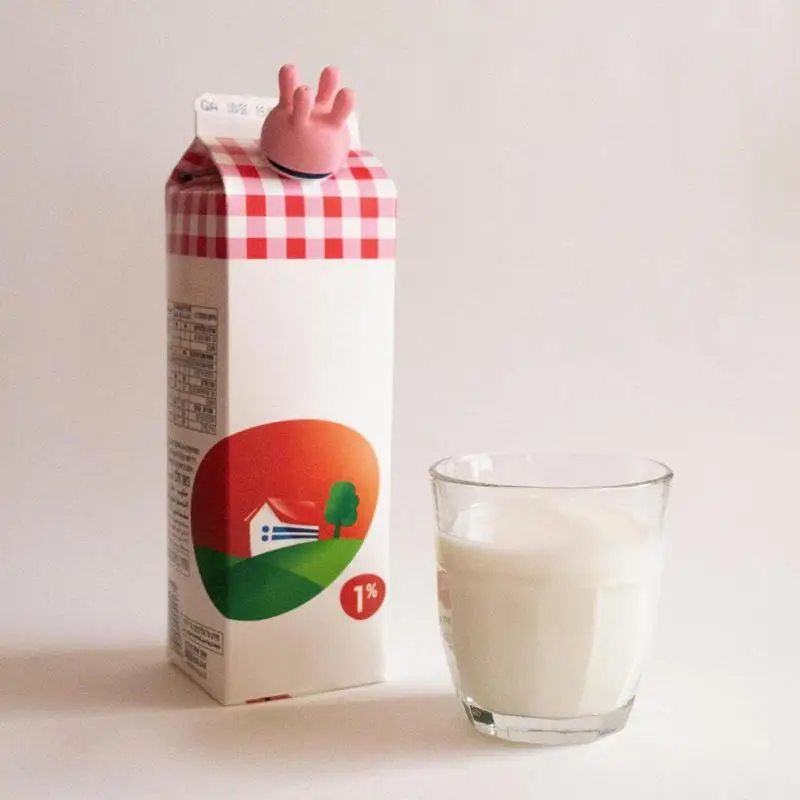 Cow Udder Milk Carton Cap Kitchen Utilities 3D Printing Funny Pouring Milk Bottle Cap Silicone Lid for Various Cartons