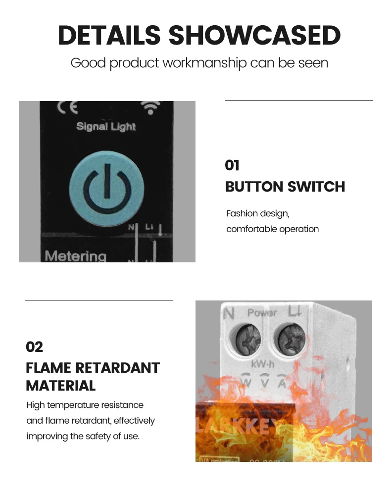 LARKKEY Programmable Wifi Breaker TUYA Smart Circuit Breaker Power Metering Over Current Under Voltage Protection DIN