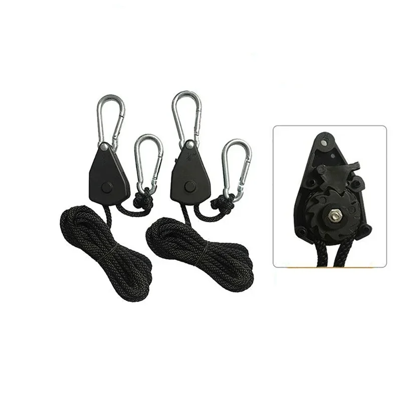 6pcs Rope Pulley 1/8 Lift Pulley Lifting Hook Canoe Boat Bow Stern Rope Sky Curtain Tent for Camping/Growing Plant Lamp