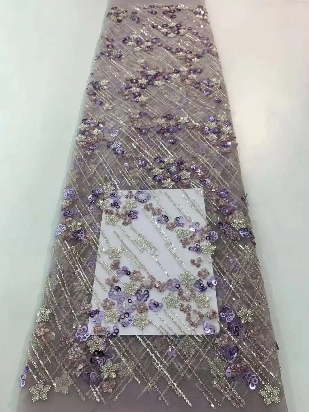 

Fashion Hand Made Beaded Lace Fabric 2023 African Tulle Lace Fabric French Lace Fabric Nigerian Lace Fabric For Party 5Yards HX