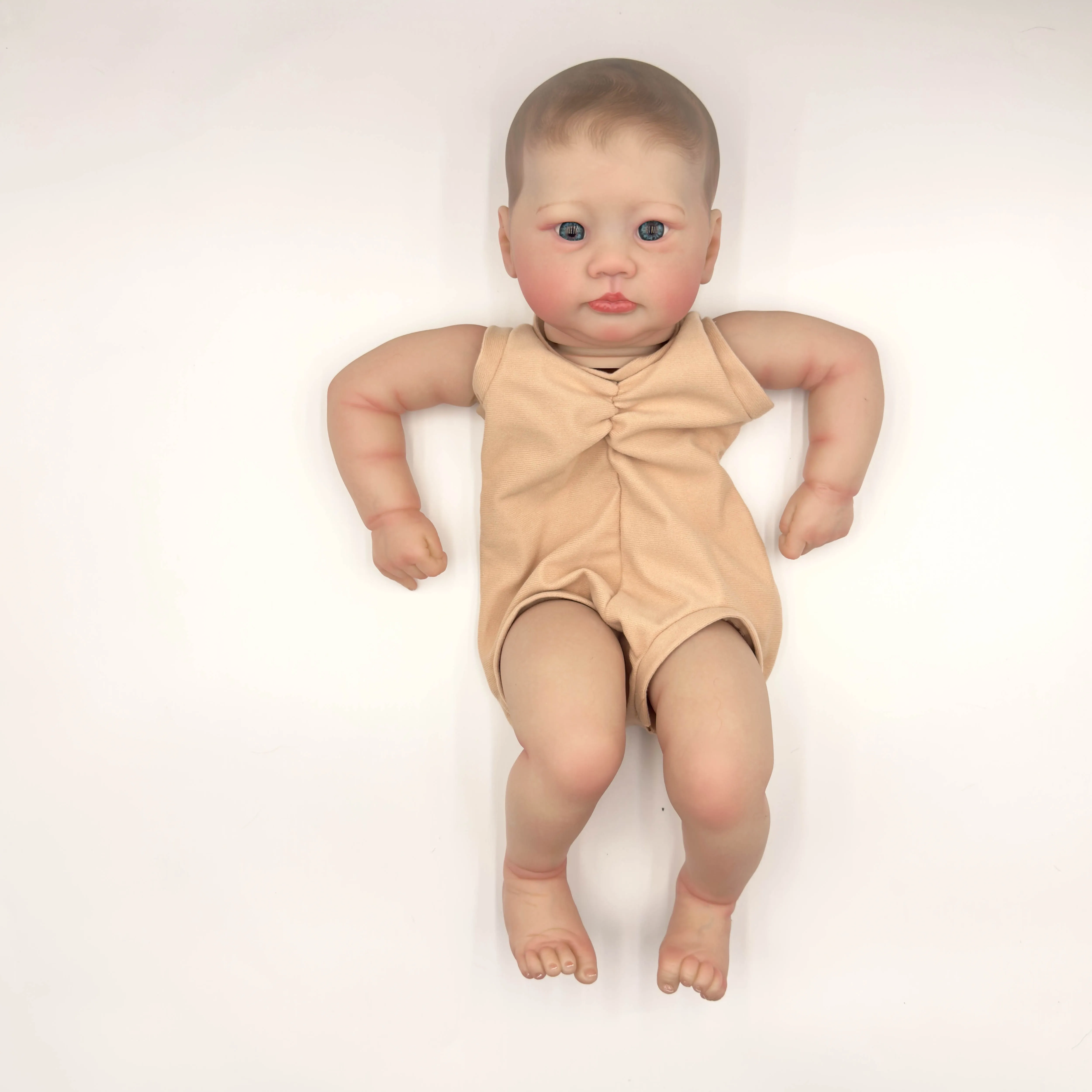 NPK 19 인치 다시 태어난 인형 키트 lali 페인트 인형 키트 손으로 그린 ??머리카락이있는 미완성 인형 부품 실물 같은 인형