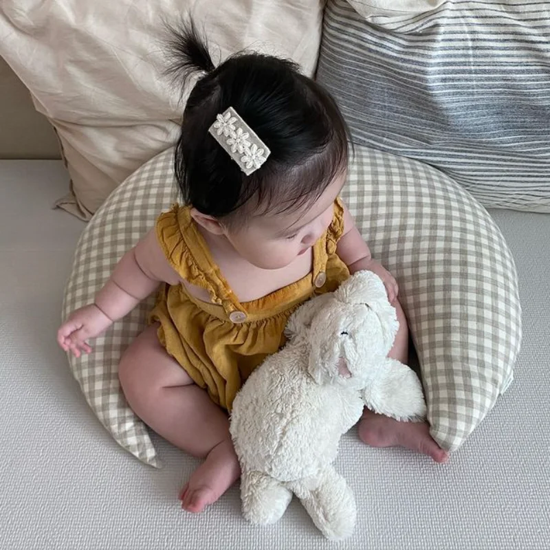 INS Baby Moon Soothing Pillow Plaid Super Soft Children\'s Sleeping Breastfeeding Cushion Newborn Bedding Decoration 60cm