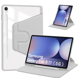 Premium Leather Tablet Case with 360° Rotating Stand and Shockproof Protection for Tab S10 FE 11 2025 (GRAY)