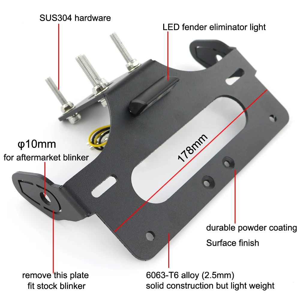 Fit For Kawasaki Z1000 Z1000R 2014-Rear Tail Tidy Fender Eliminator Kit License Plate Holder Bracket license plate holder motorcycle license plate holder