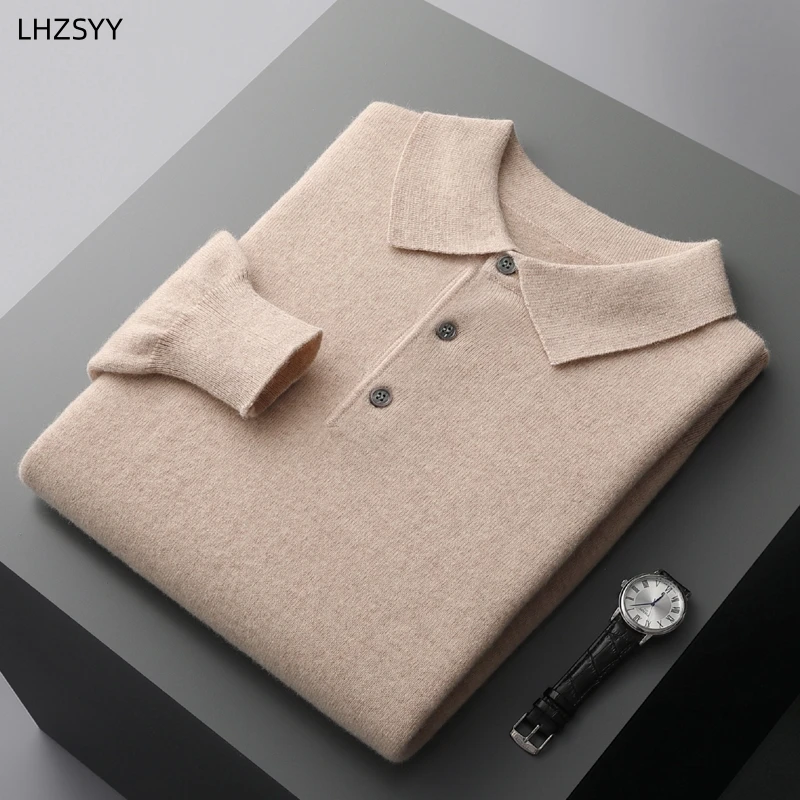 Autumn Winter Cashmere Sweater Men's POLO Neck Knit Pullovers Casual Shirt Clothing Youth Loose Large Size Base Shirt turtleneck sweater basic sweater men long sleeve shirt polo collar shirt