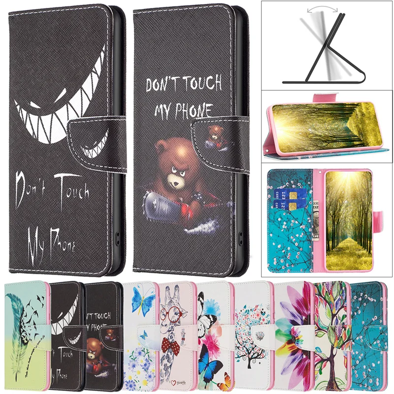 Artistic Pattern Leather Flip Phone Case - Elegant and Durable Cover