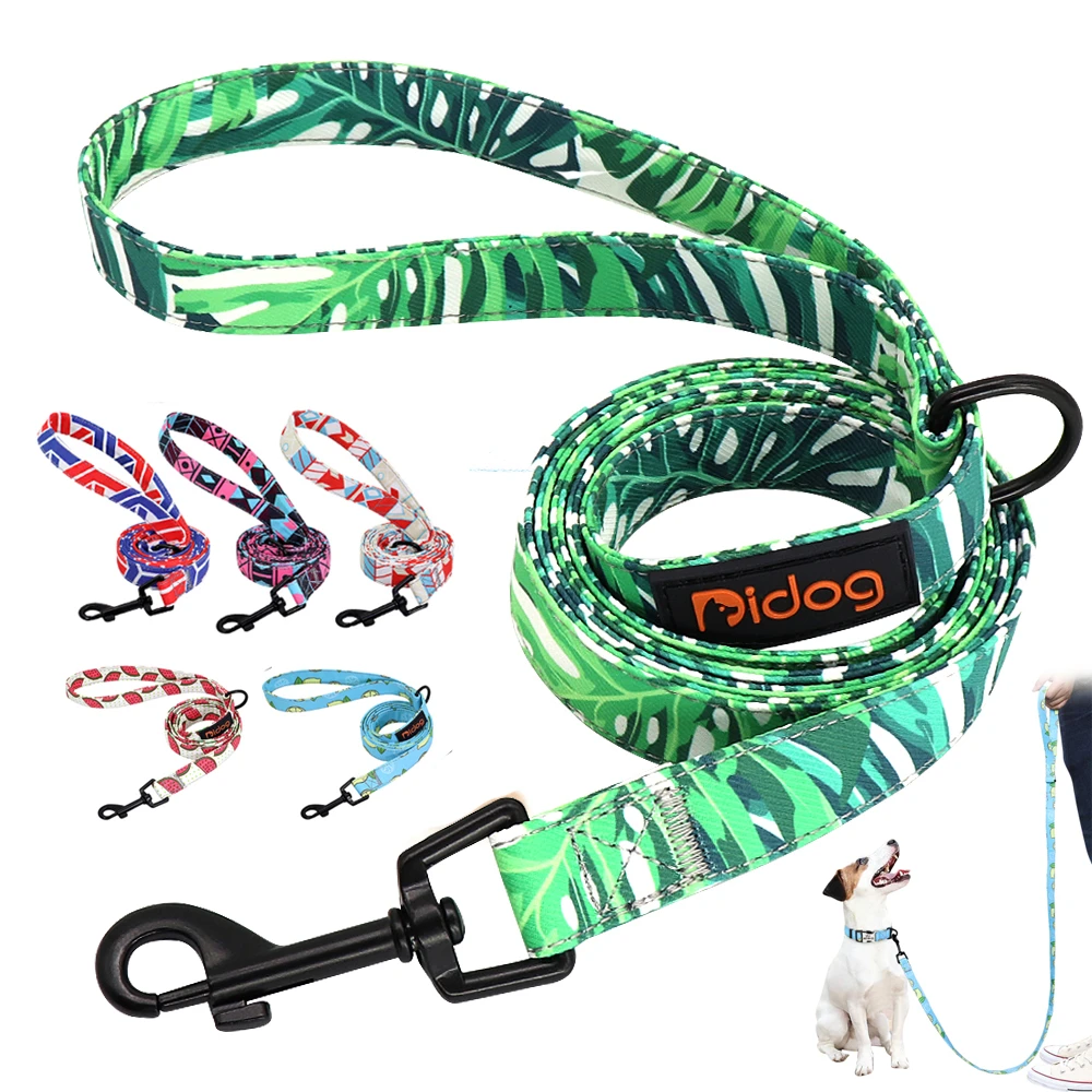 Dog Collars medium 150cm Nylon Dog Leash Colorful Print Dogs Cat Lead Rope Pet Belt Leashes for Dogs Cats Walking Training French Bulldog Pug gps dog collar