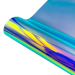 Assorted Colors Adhesive Craft Vinyl Sheets - 12x19 (32 - Pack) for Creative DIY Projects (Iridescent Blue PL)