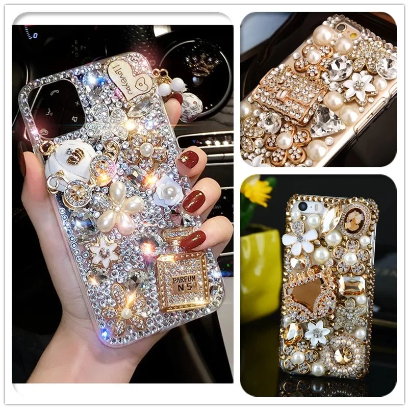 

Compatible With iPhone,Handmade Shiny Luxury Sparkle Rhinestones Case for Women